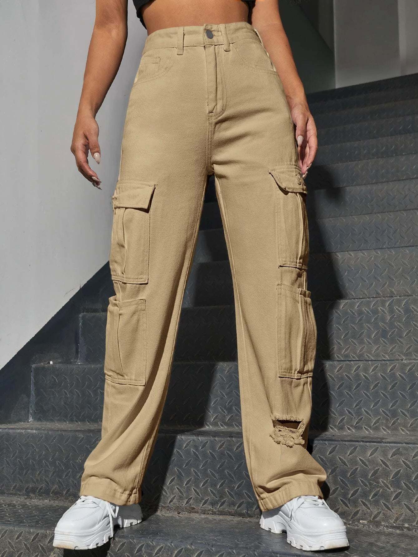 Western Flap Pocket Ripped Jeans-Waves And Trunks