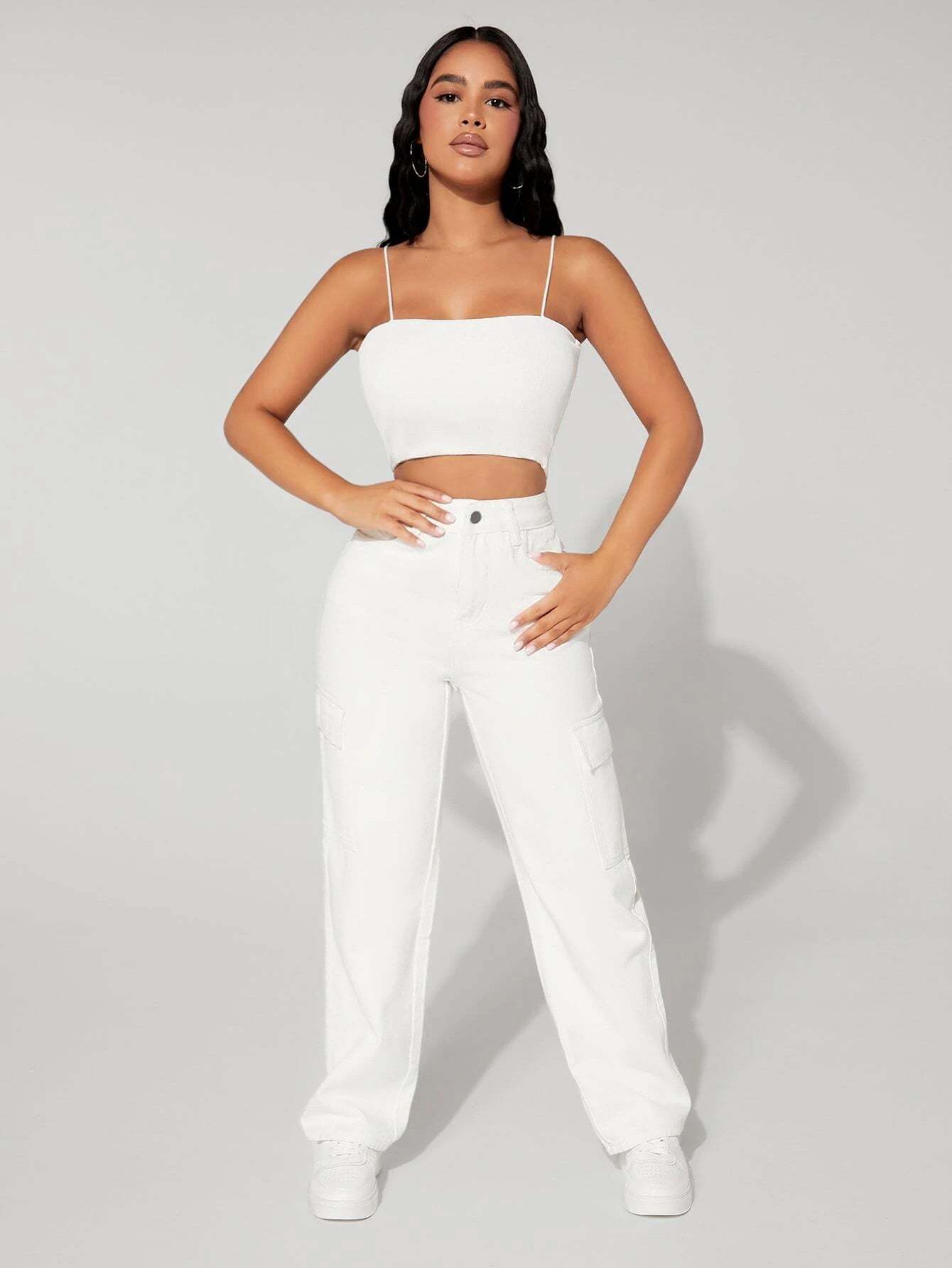 High Rise Straight Fit Jean-Waves And Trunks