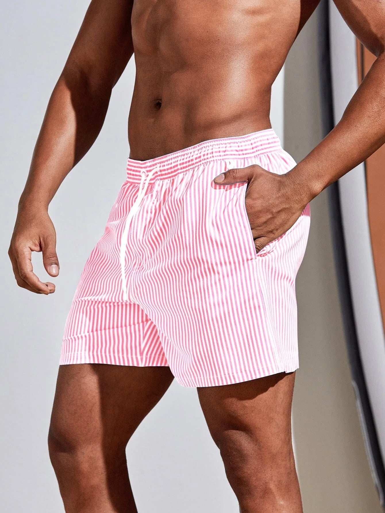 Color Striped Swim Short-Waves And Trunks