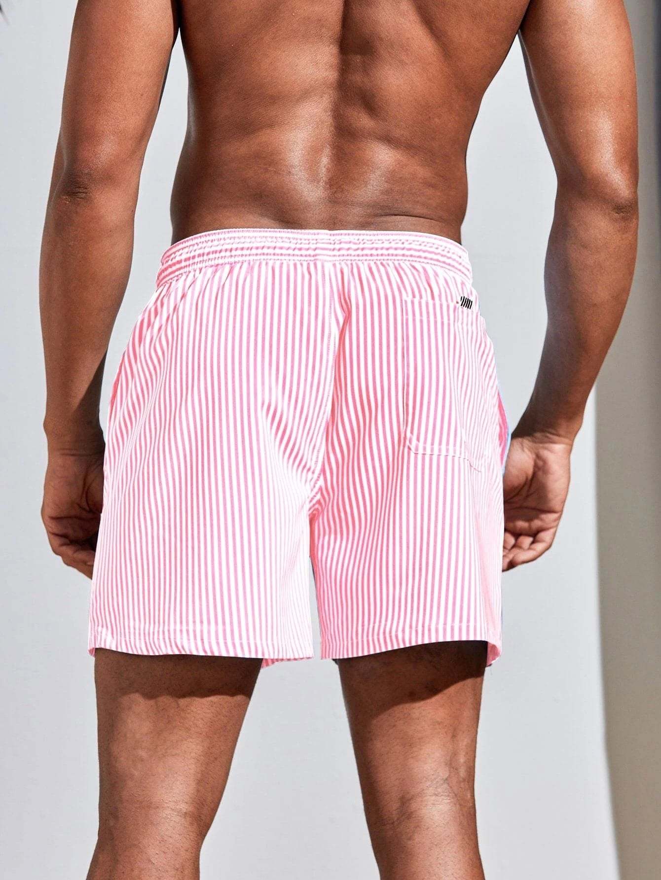 Striped Printed Swim Trunks-Waves And Trunks