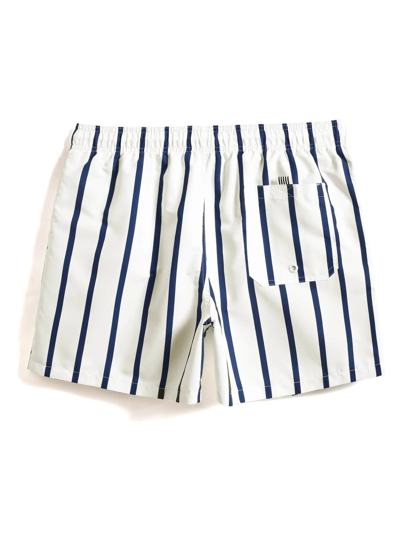 Patched Detail Drawstring Waist Swim Shorts-Waves And Trunks