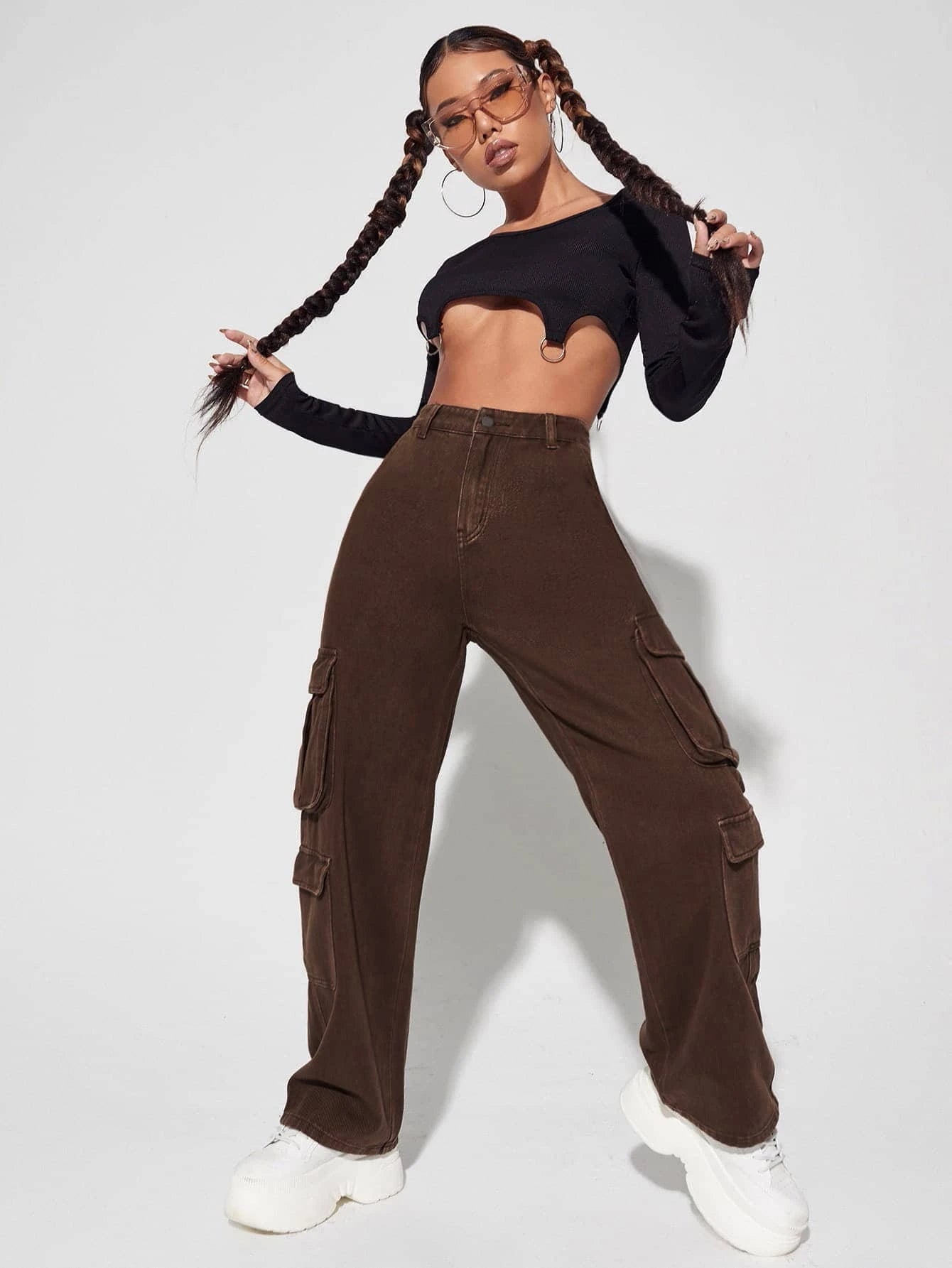 Flap Pocket Cargo Jeans-Waves And Trunks