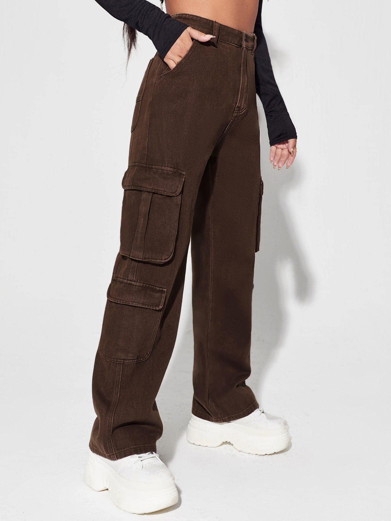 Flap Pocket Cargo Jeans-Waves And Trunks