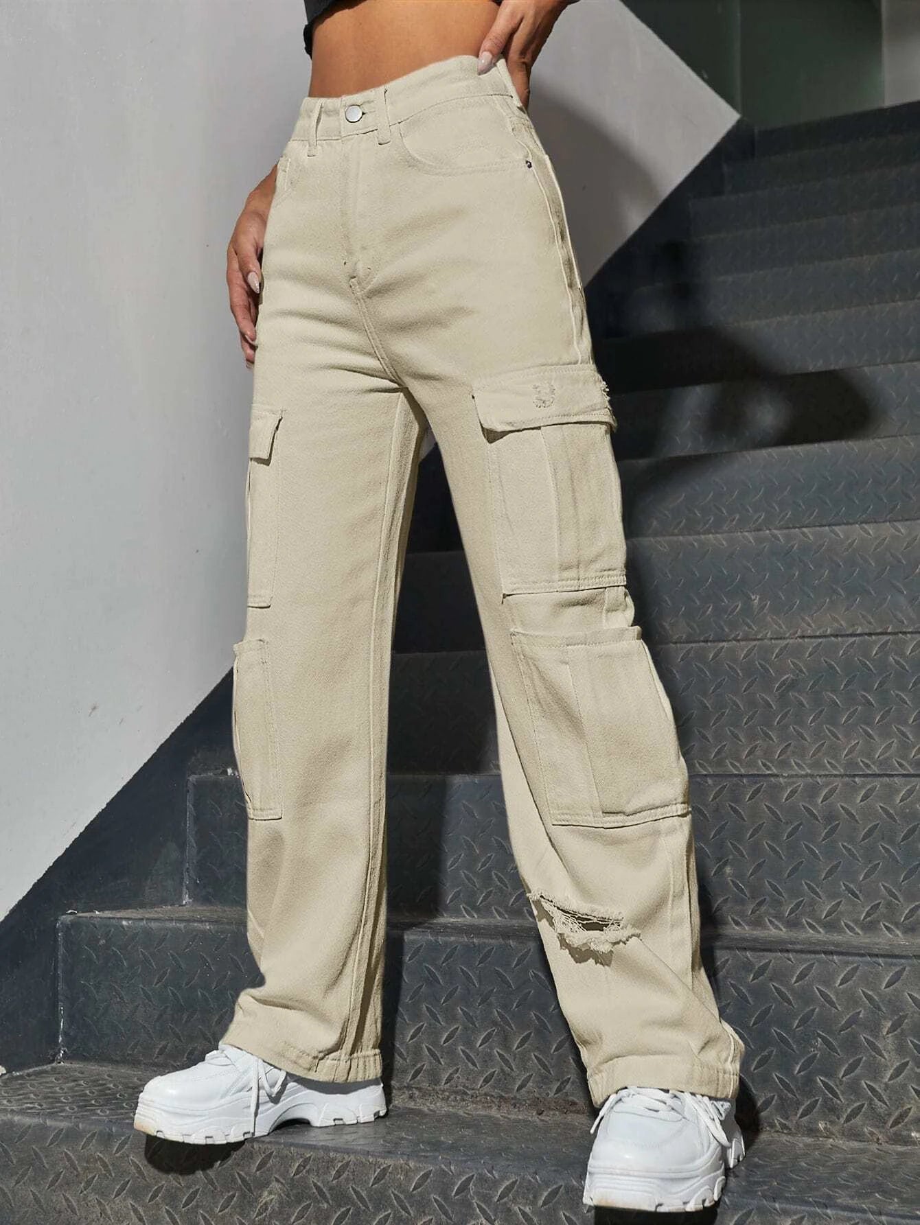 Western Flap Pocket Ripped Jeans-Waves And Trunks