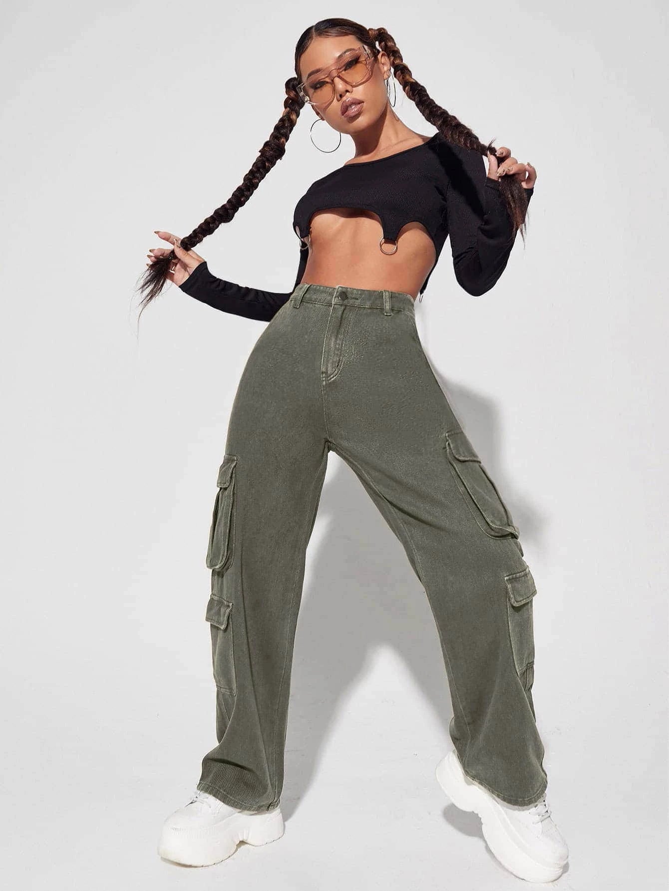 Flap Pocket Cargo Jeans-Waves And Trunks