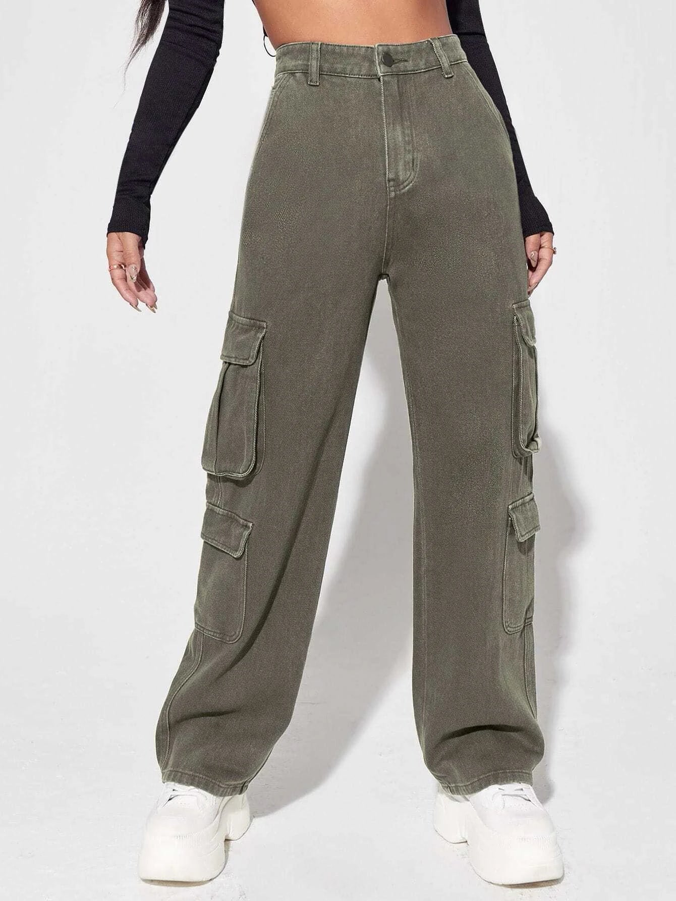 Flap Pocket Cargo Jeans-Waves And Trunks