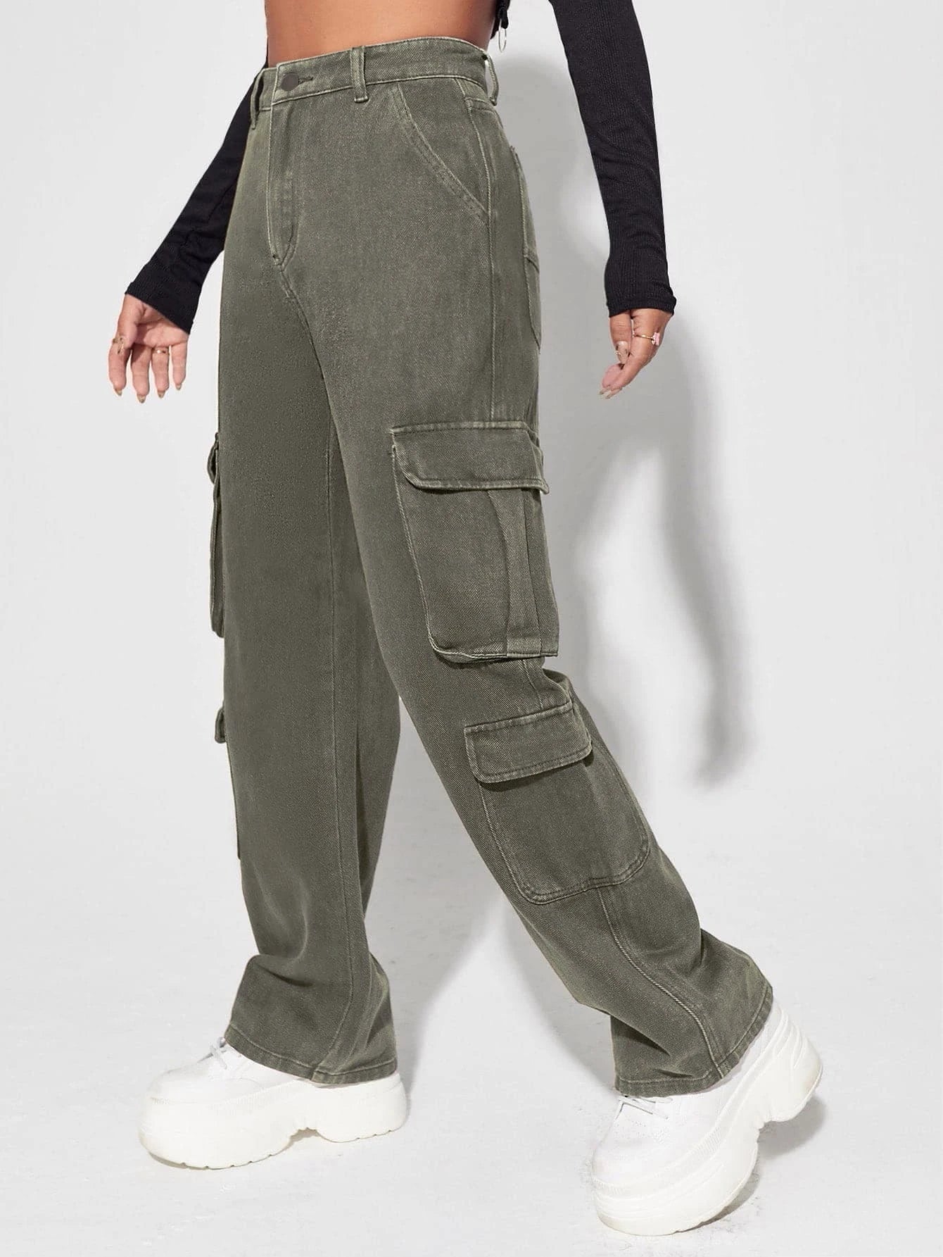 Flap Pocket Cargo Jeans-Waves And Trunks