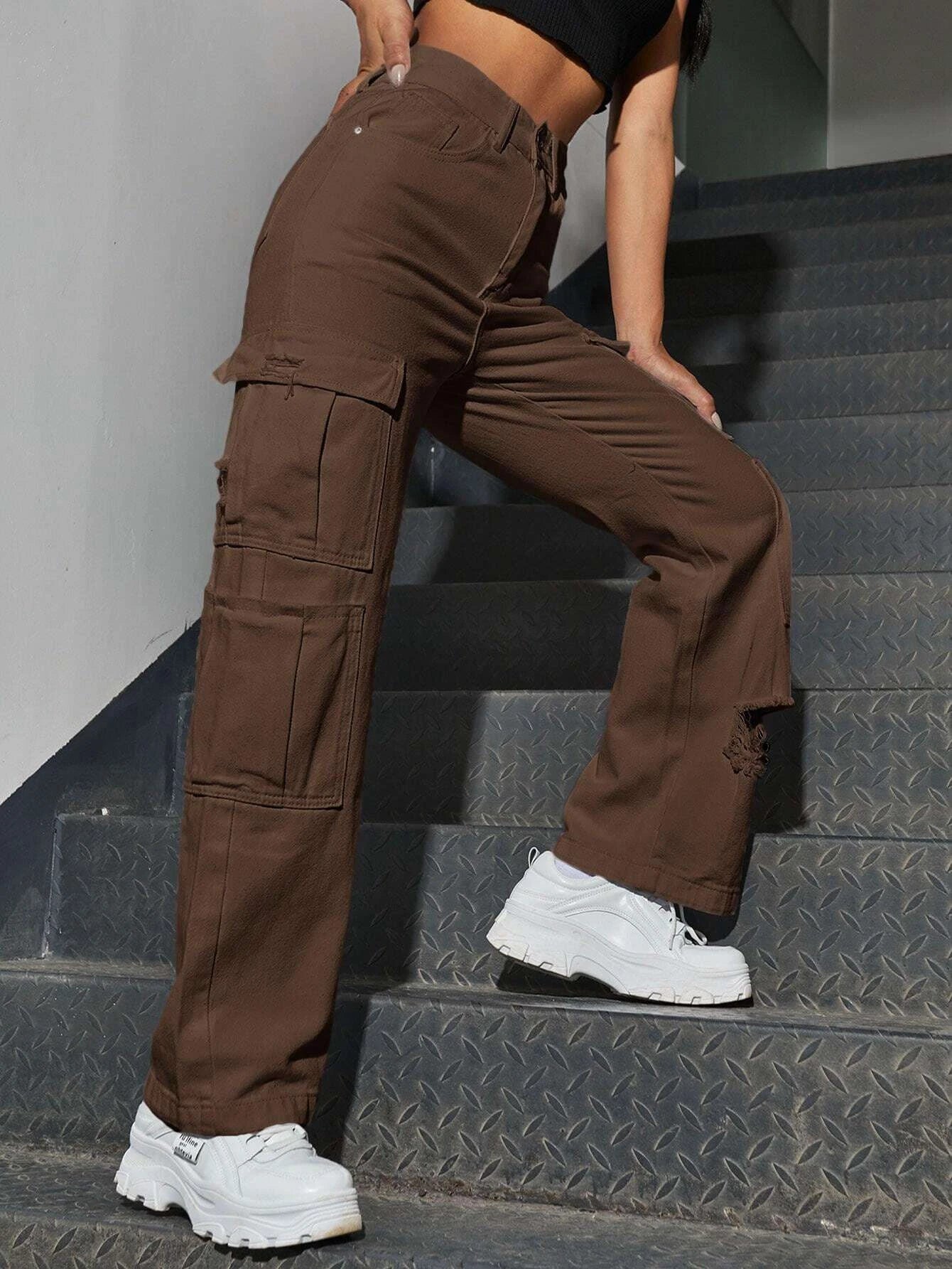 Western Flap Pocket Ripped Jeans-Waves And Trunks