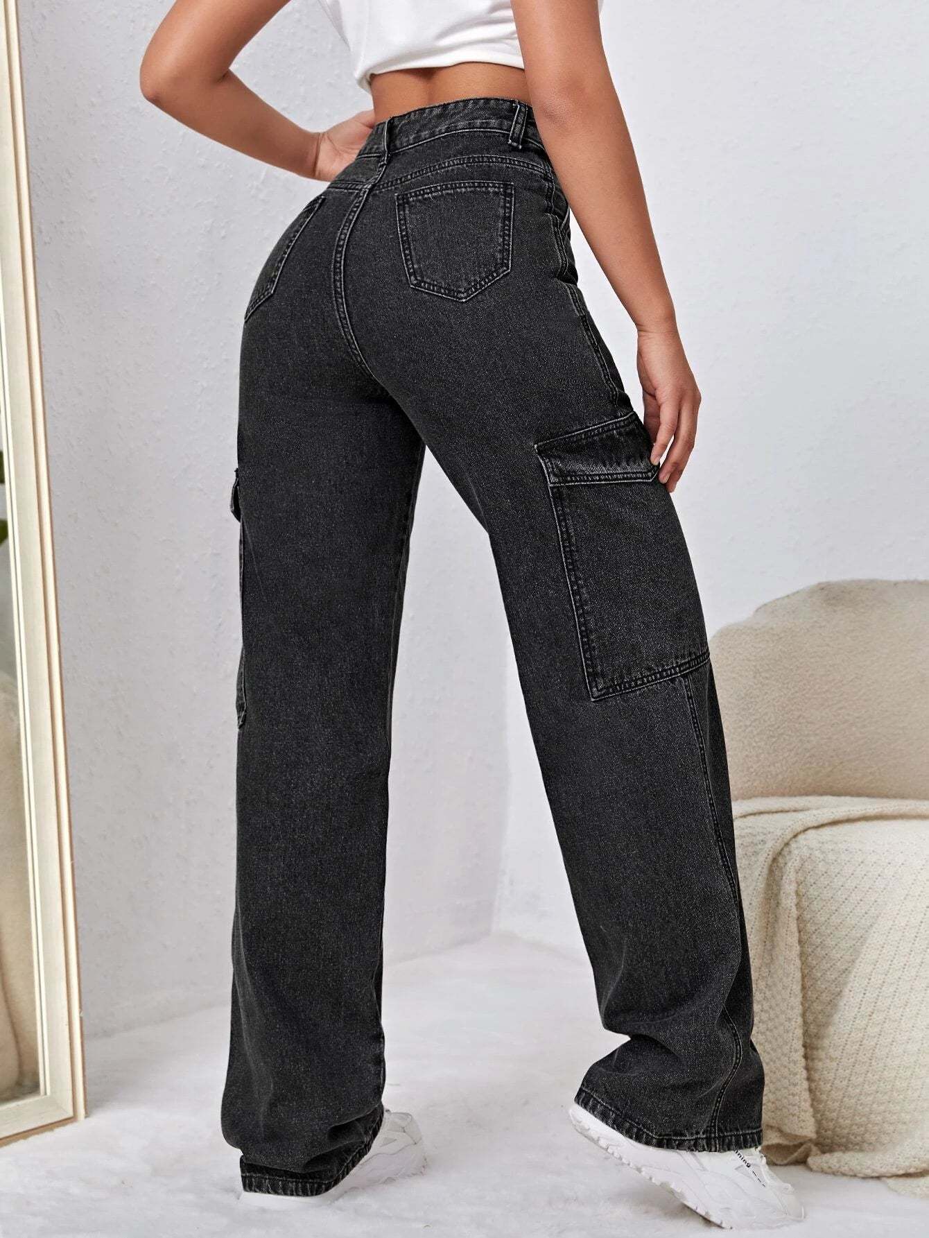 High Rise Side Pocket Jeans-Waves And Trunks