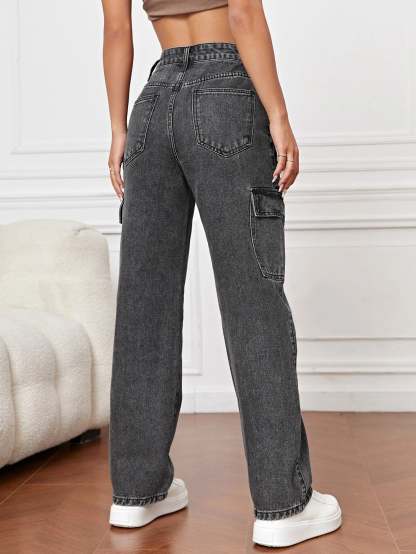 High Rise Straight Fit Jean-Waves And Trunks