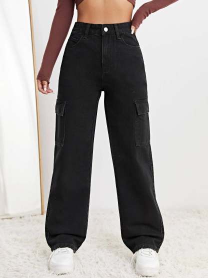 High Rise Straight Fit Jean-Waves And Trunks