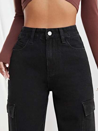 High Rise Straight Fit Jean-Waves And Trunks
