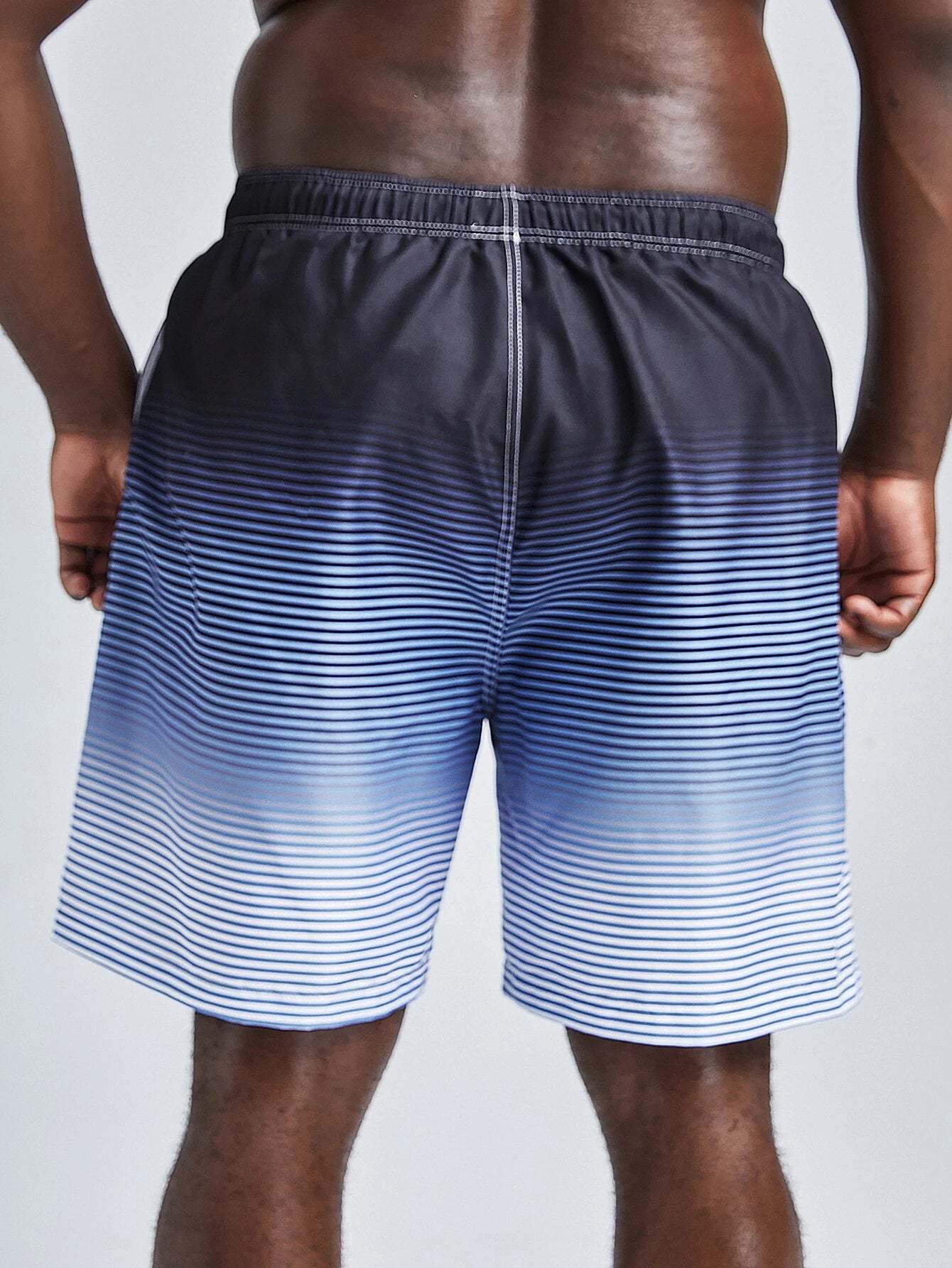 Striped Pattern Swim Shorts-Waves And Trunks