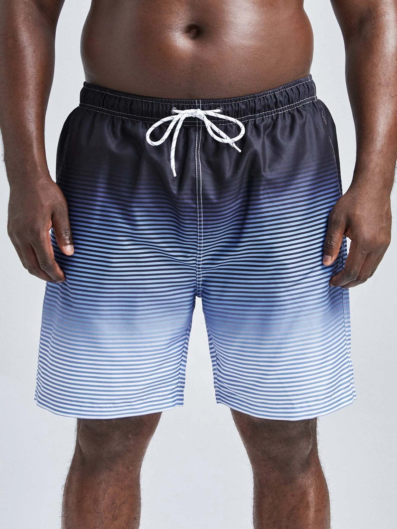 Striped Pattern Swim Shorts-Waves And Trunks