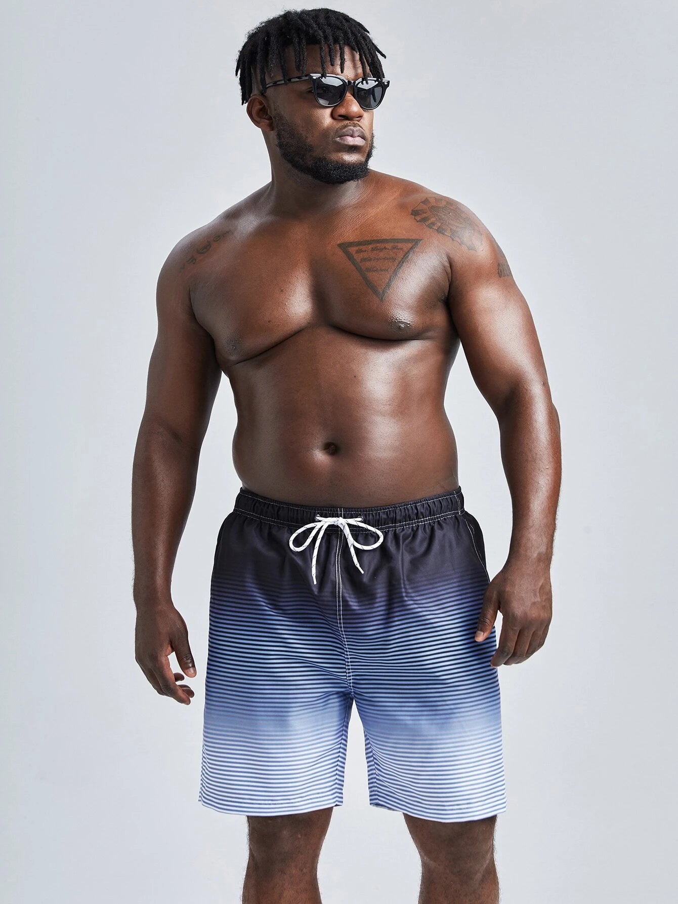 Striped Pattern Swim Shorts-Waves And Trunks