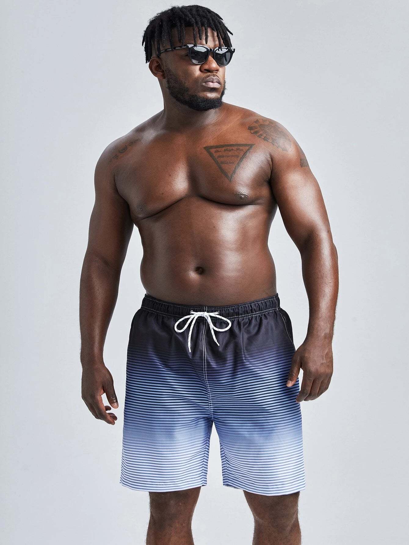 Striped Pattern Swim Shorts-Waves And Trunks