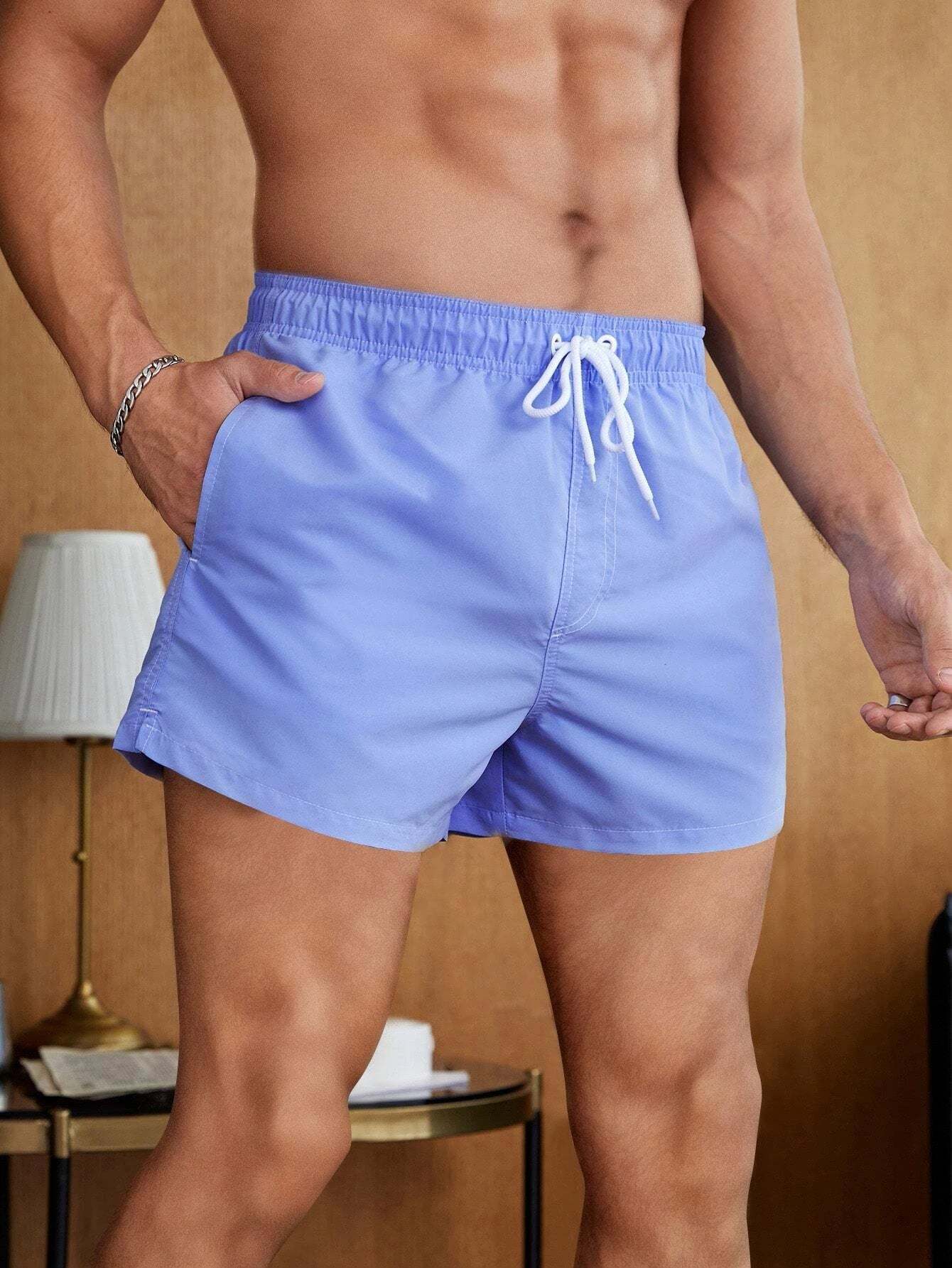 Drawstring Waist Swim Shorts-Waves And Trunks