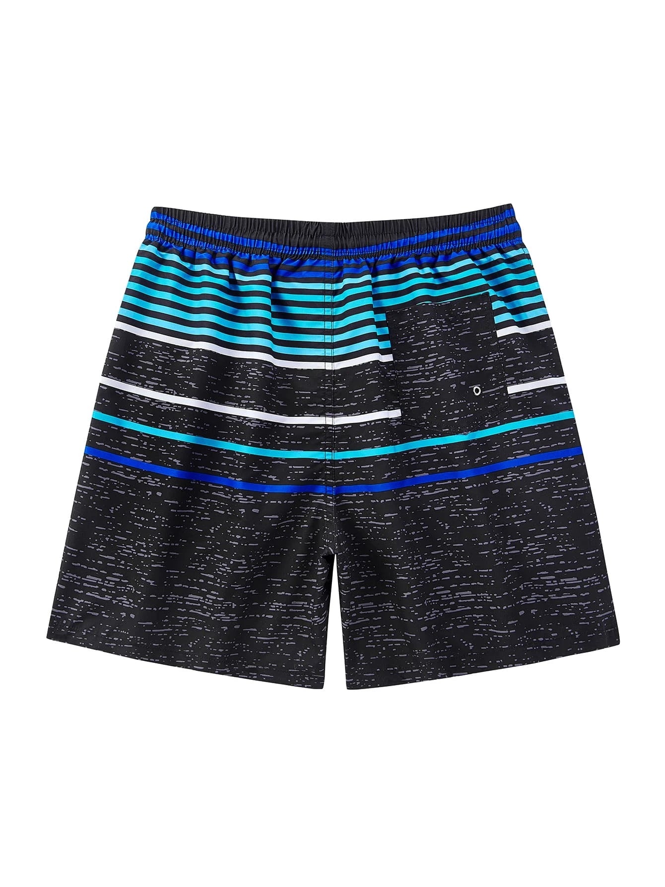 Printed Strips Beach Shorts With Drawstring-Waves And Trunks