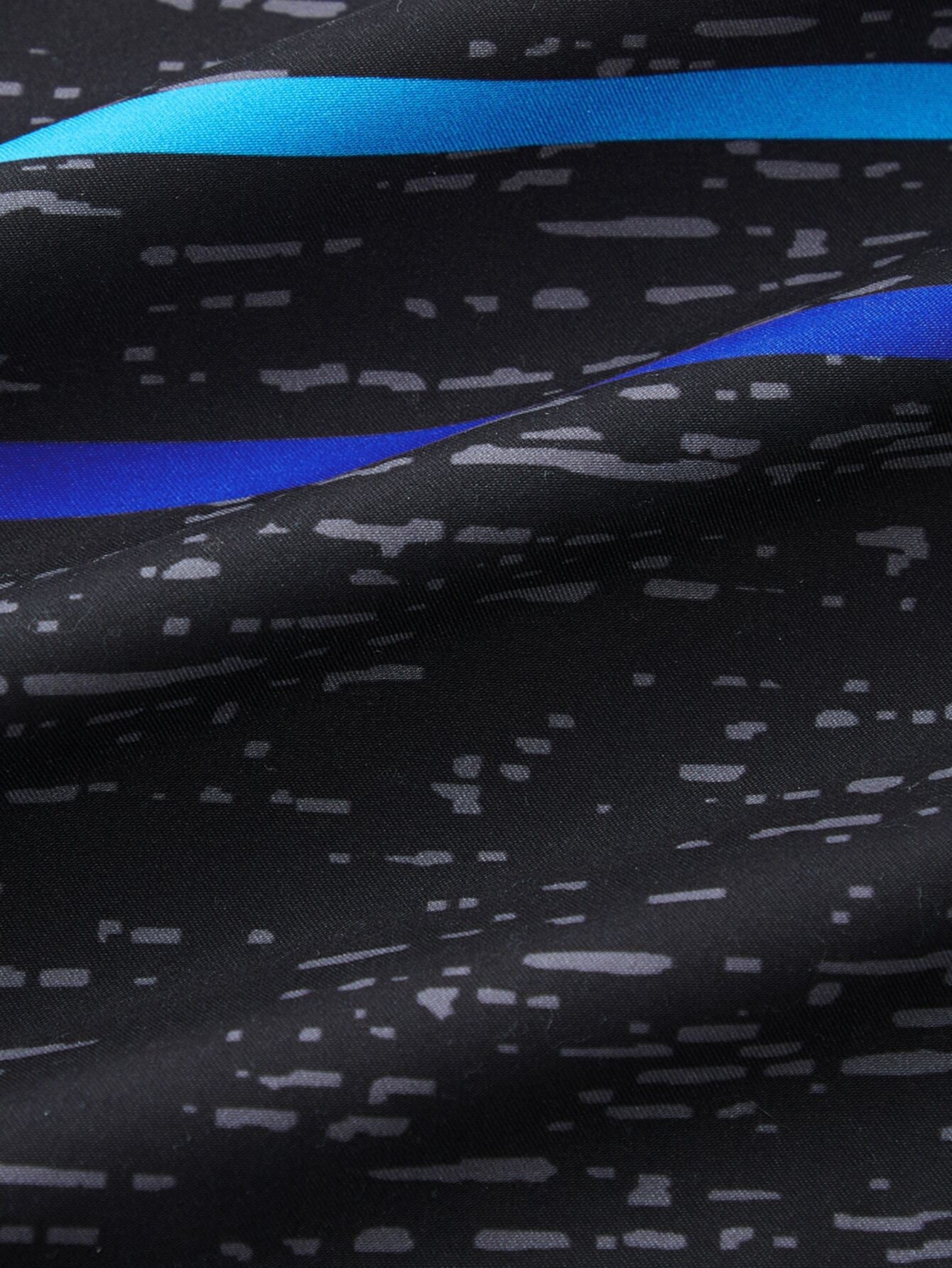 Printed Strips Beach Shorts With Drawstring-Waves And Trunks