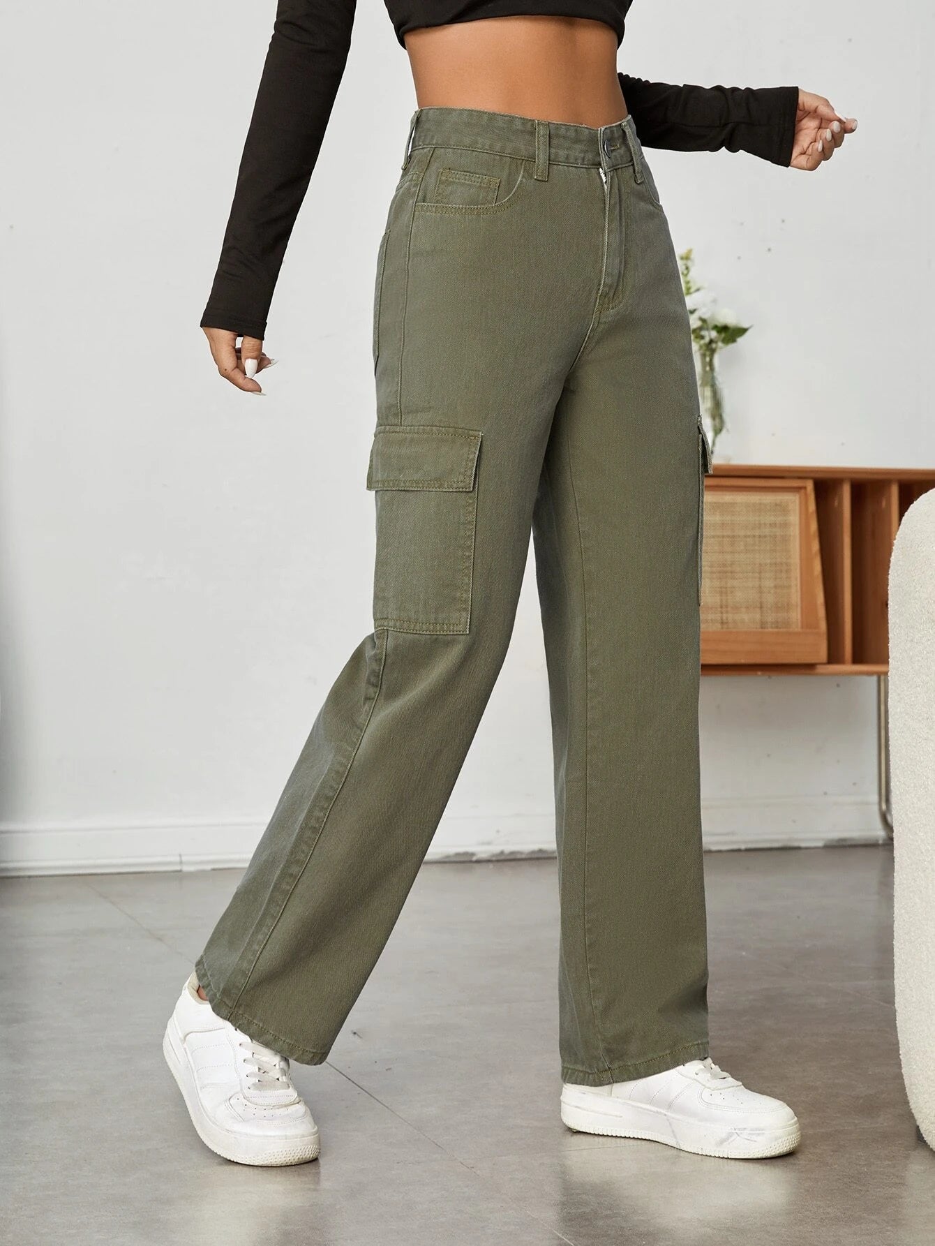 High Rise Straight Fit Jean-Waves And Trunks