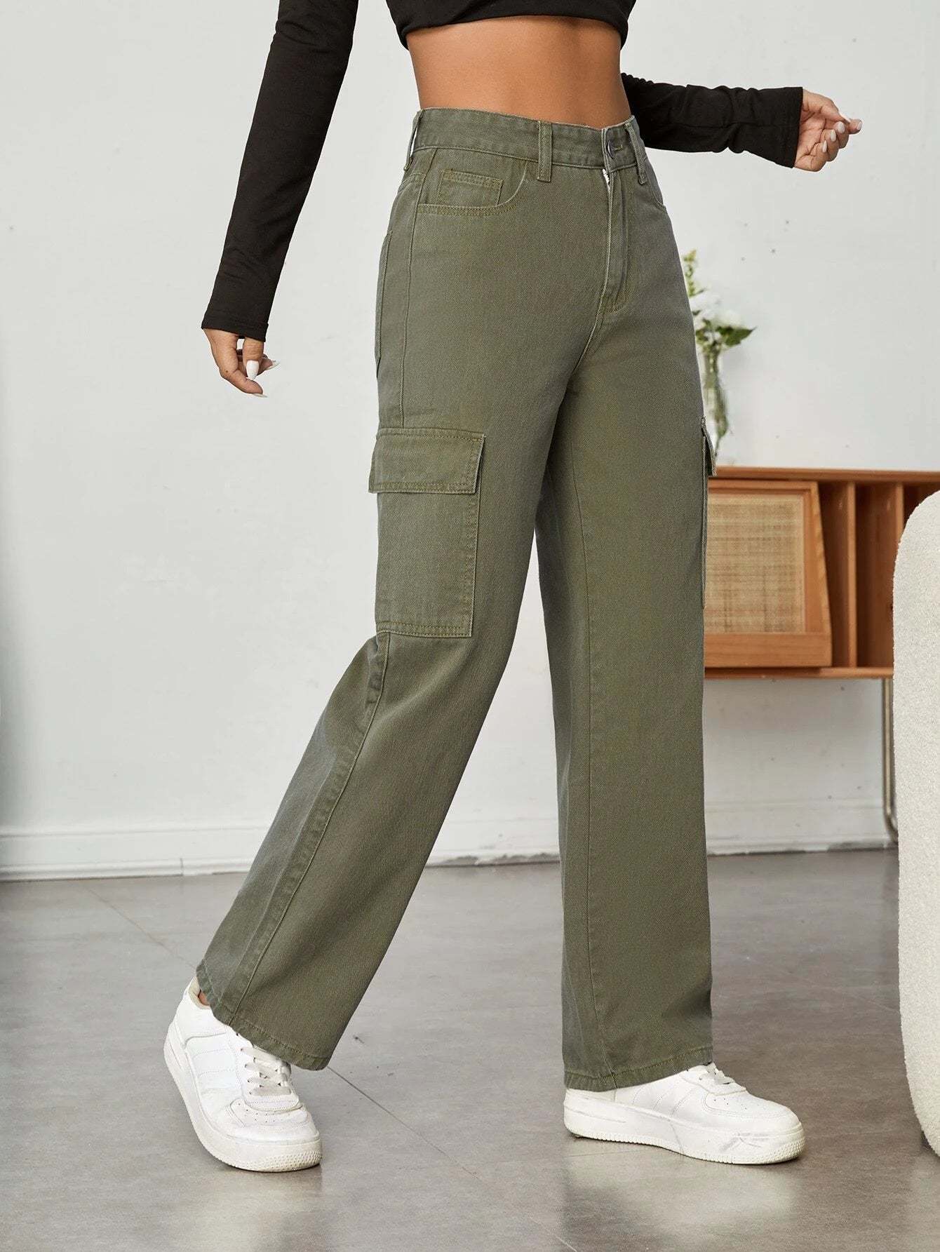 High Rise Straight Fit Jean-Waves And Trunks