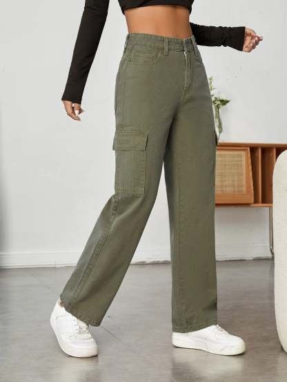 High Rise Straight Fit Jean-Waves And Trunks