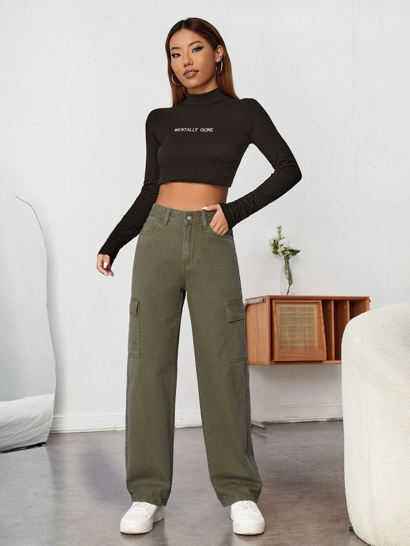 High Rise Straight Fit Jean-Waves And Trunks