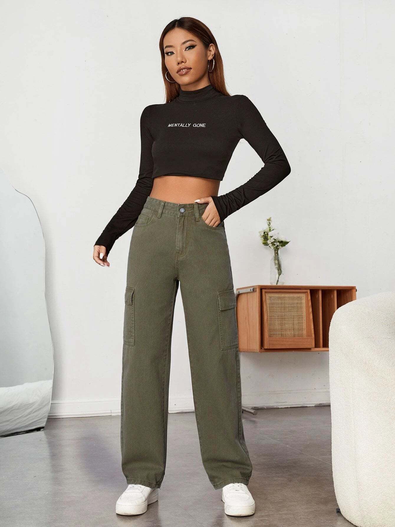 High Rise Straight Fit Jean-Waves And Trunks