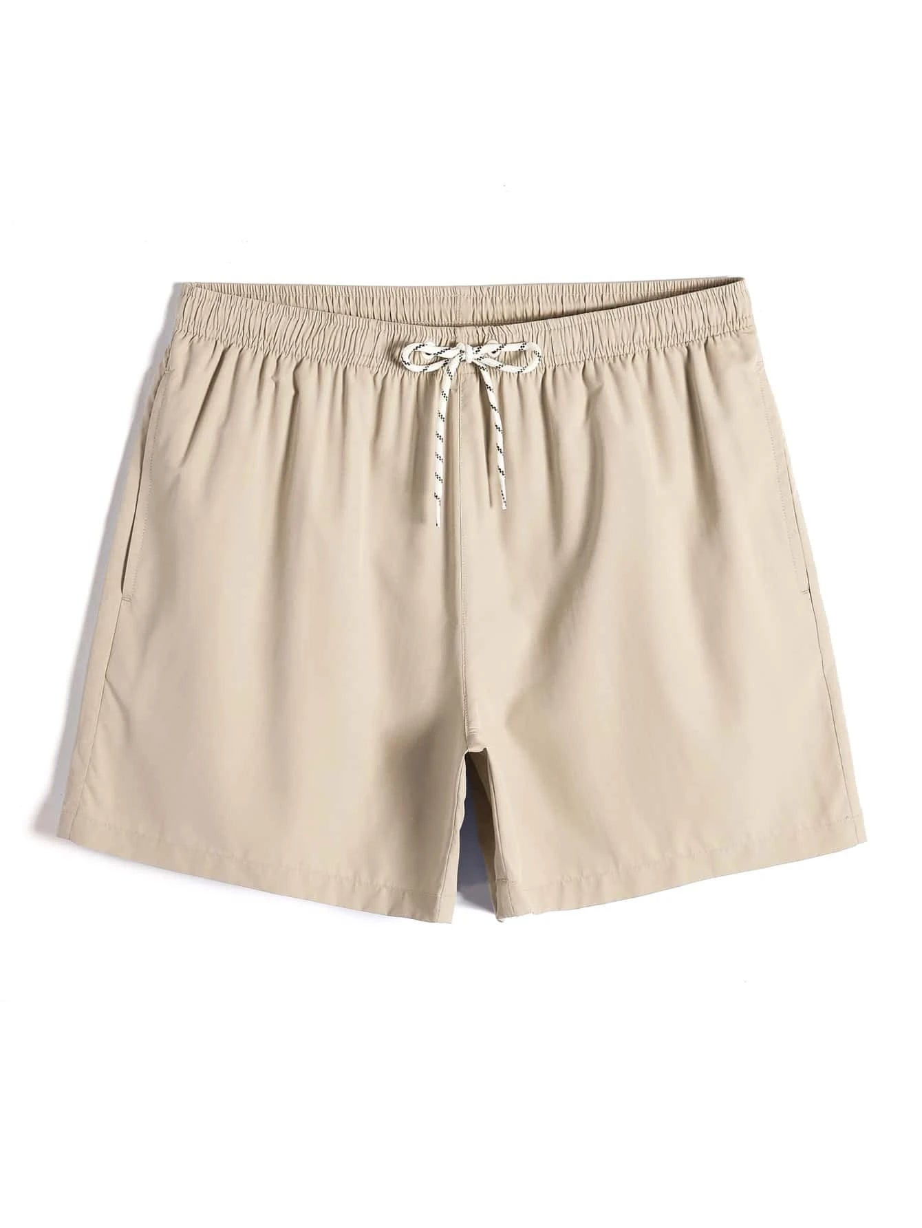 Plain Fabric Waist Swim Trunks-Waves And Trunks