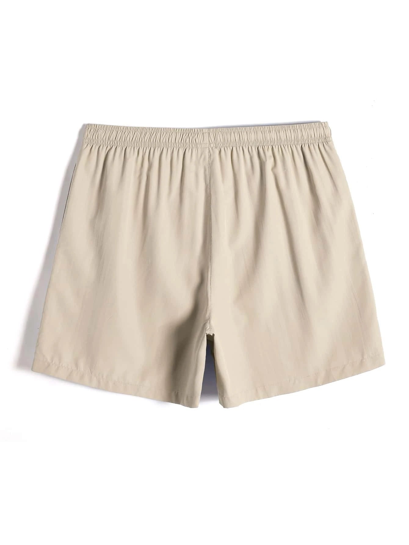 Plain Fabric Waist Swim Trunks-Waves And Trunks
