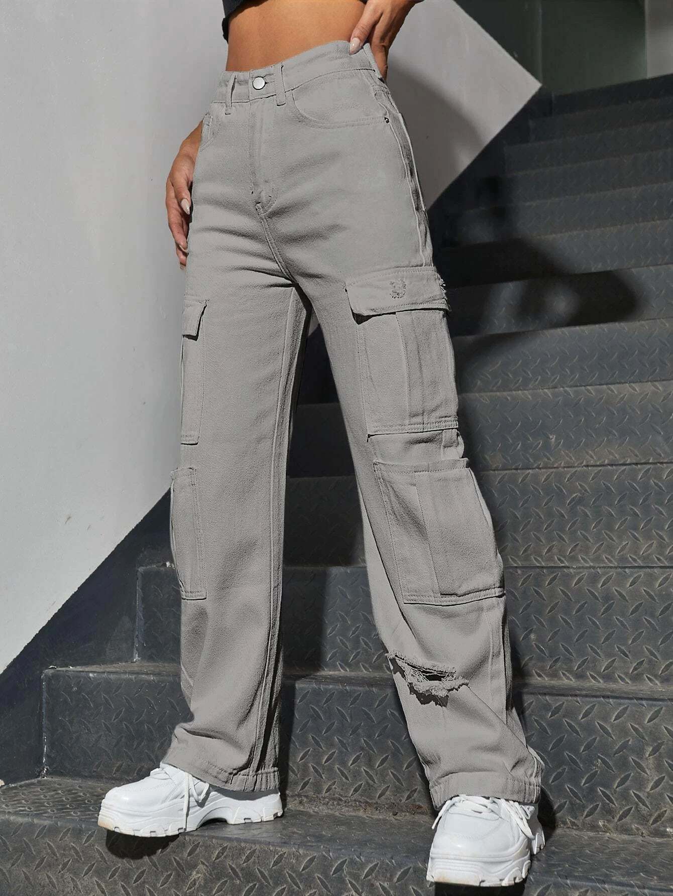 Western Flap Pocket Ripped Jeans-Waves And Trunks