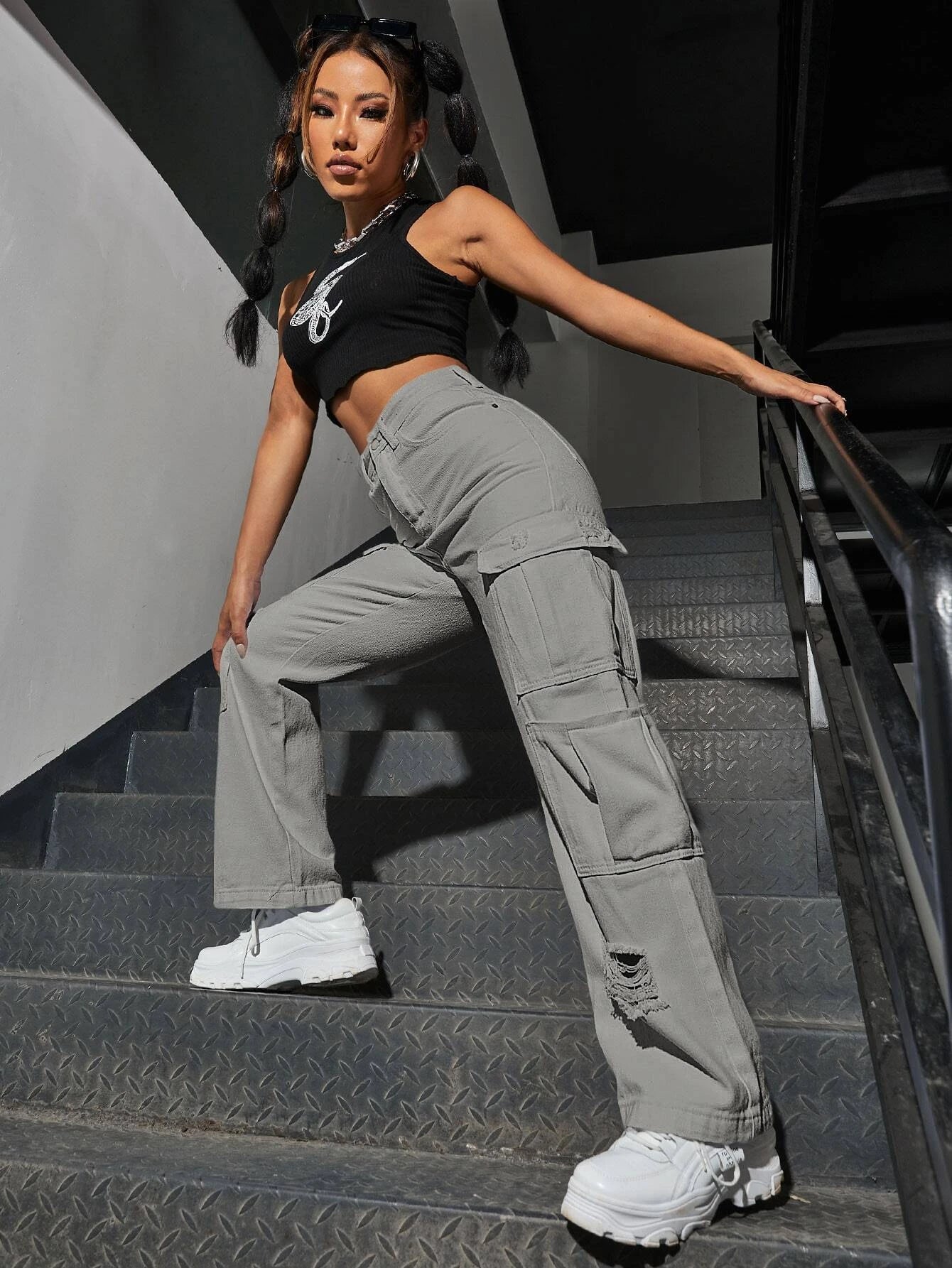 Western Flap Pocket Ripped Jeans-Waves And Trunks