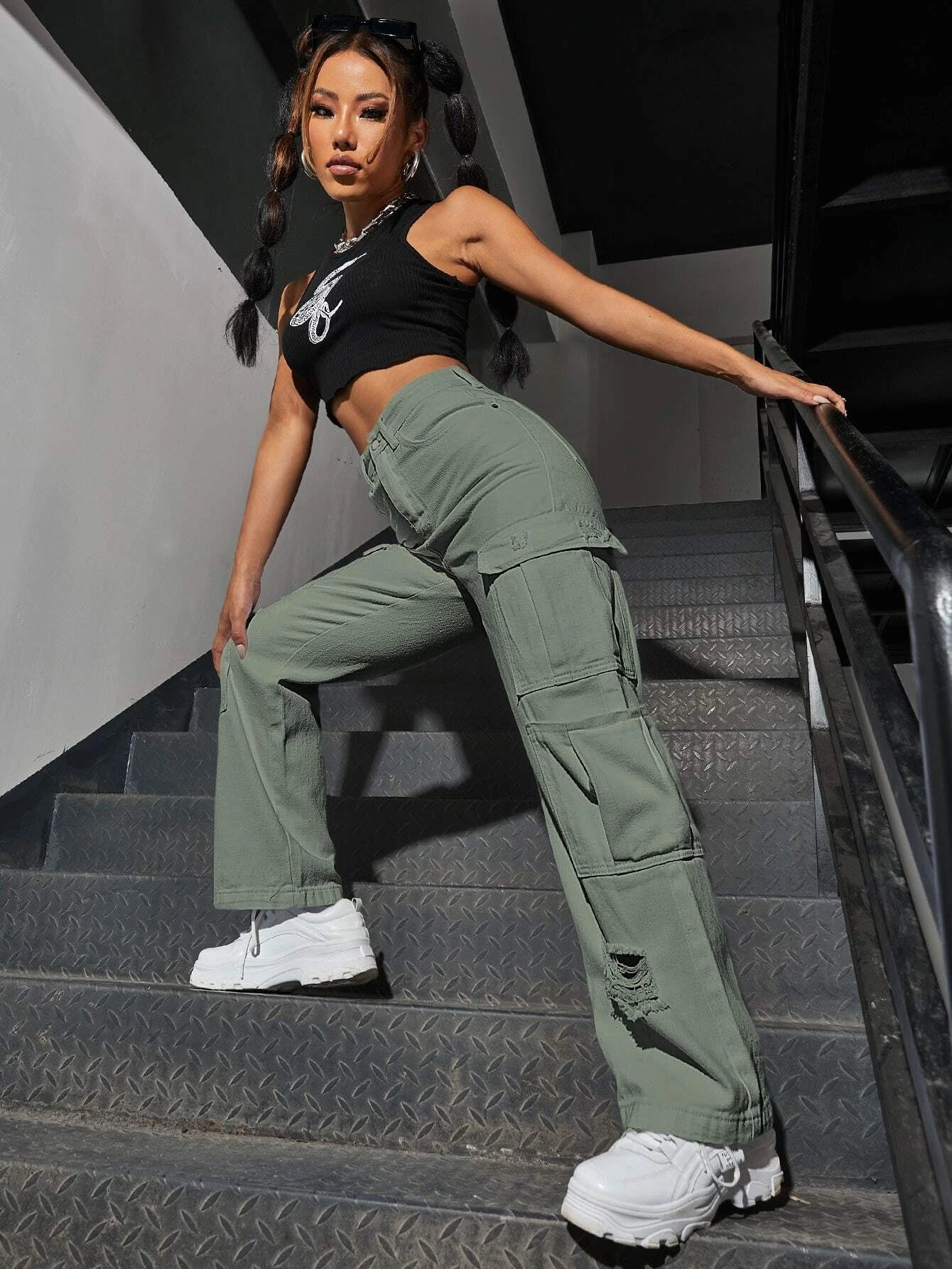 Western Flap Pocket Ripped Jeans-Waves And Trunks