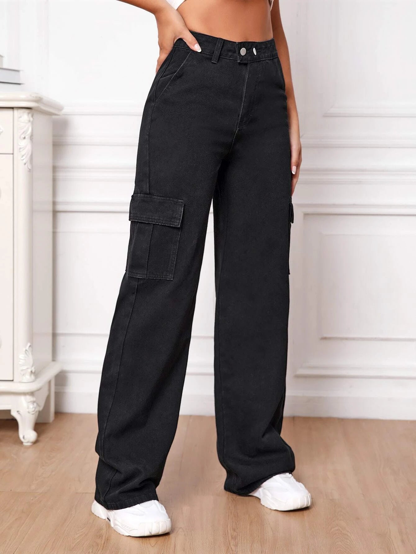 High Rise Cargo Pants-Waves And Trunks