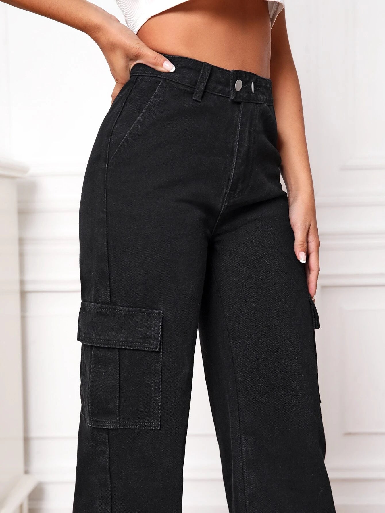 High Rise Cargo Pants-Waves And Trunks