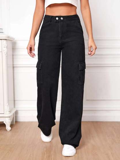 High Rise Cargo Pants-Waves And Trunks