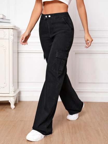 High Rise Cargo Pants-Waves And Trunks