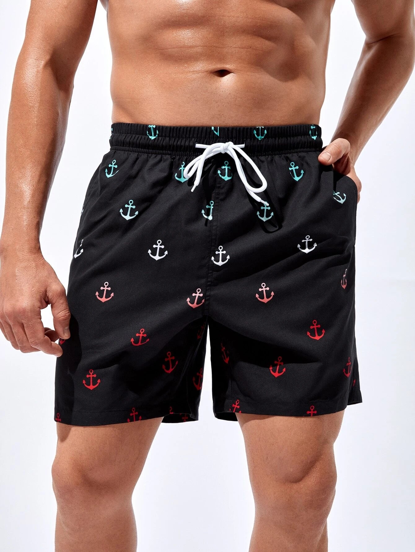 Stylish Anchor Swim Trunks-Waves And Trunks