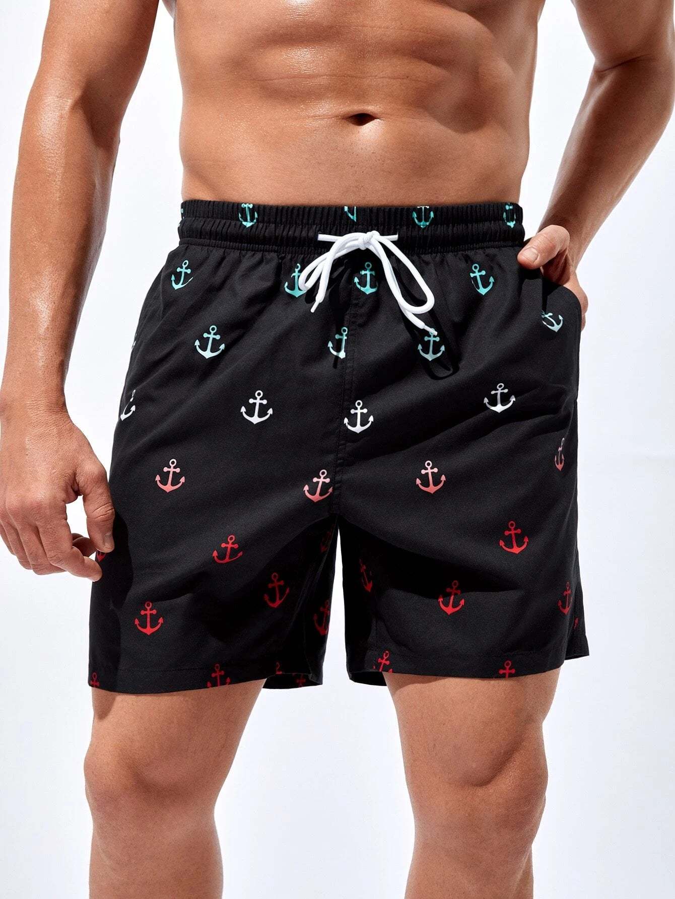 Stylish Anchor Swim Trunks-Waves And Trunks
