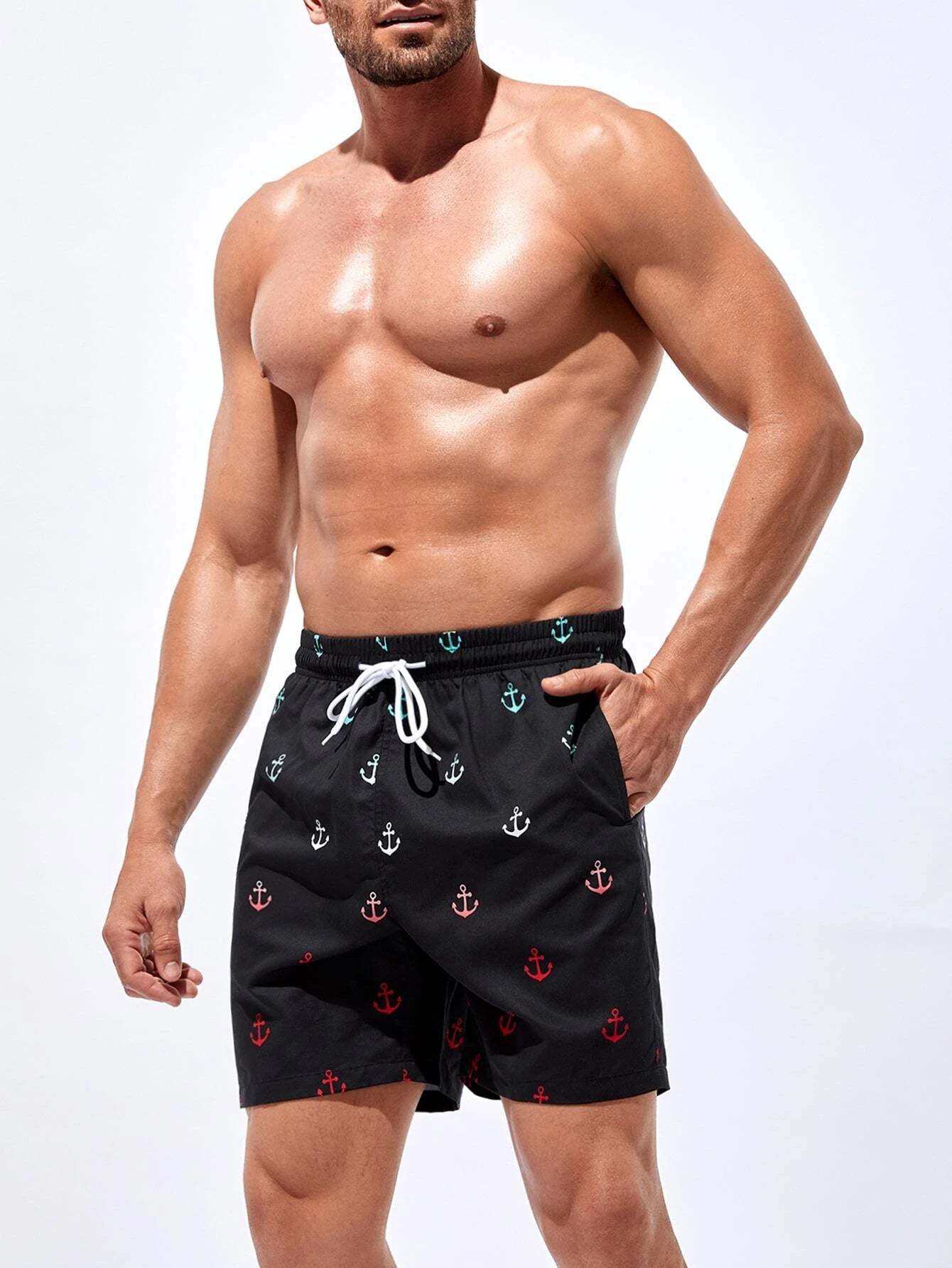 Stylish Anchor Swim Trunks-Waves And Trunks