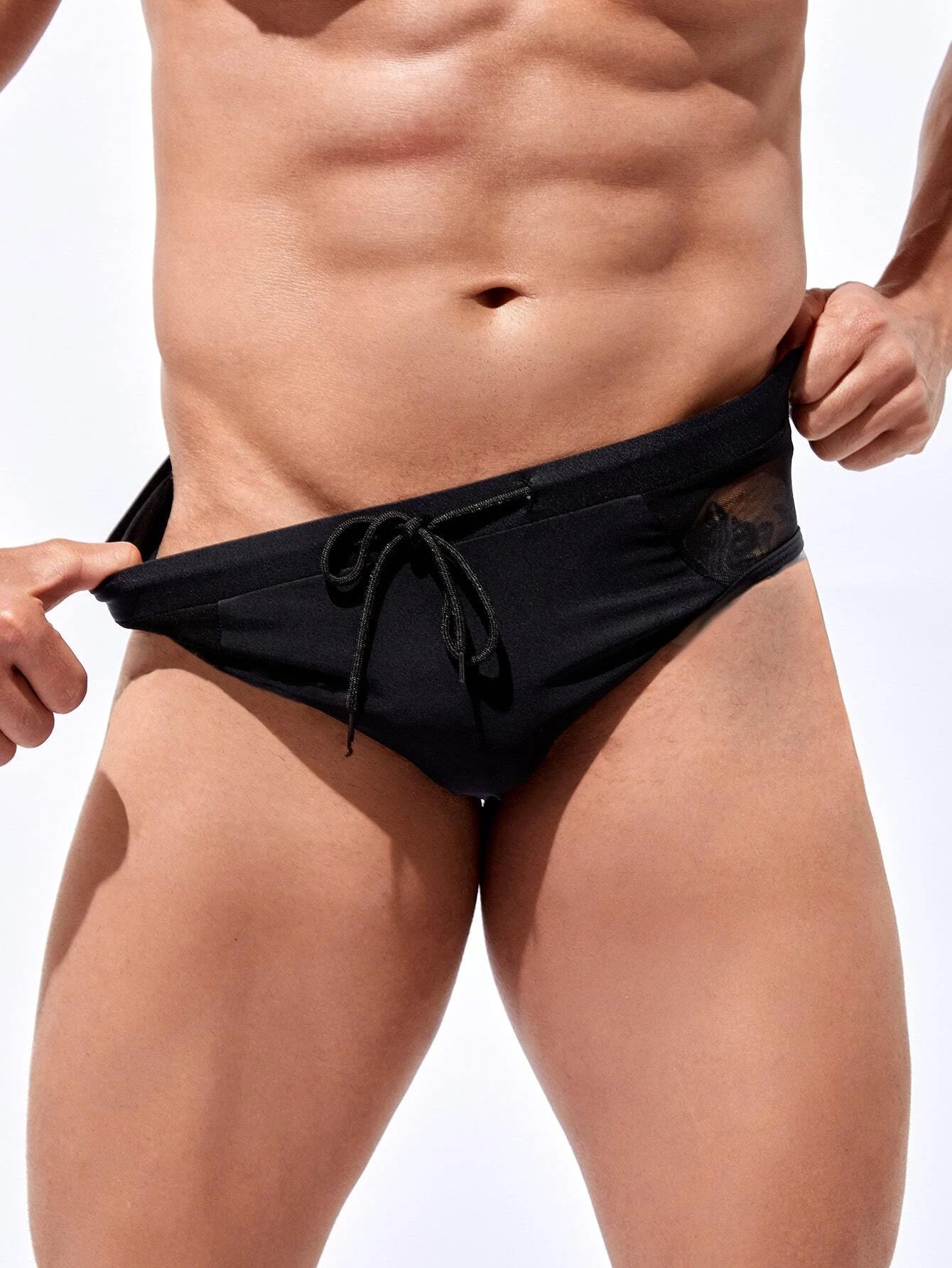 Mesh Waist Swim Brief-Waves And Trunks