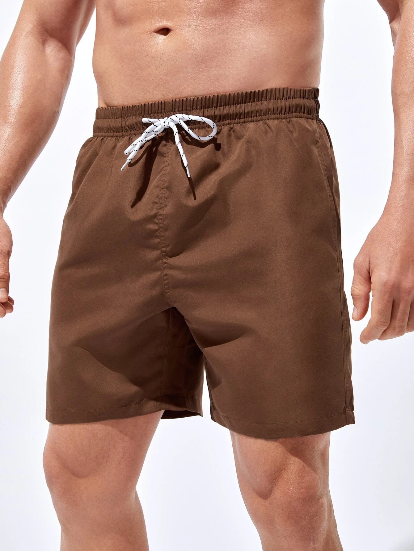 Plain Classic Drawstring Pocket Shorts-Waves And Trunks