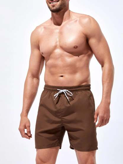 Plain Classic Drawstring Pocket Shorts-Waves And Trunks