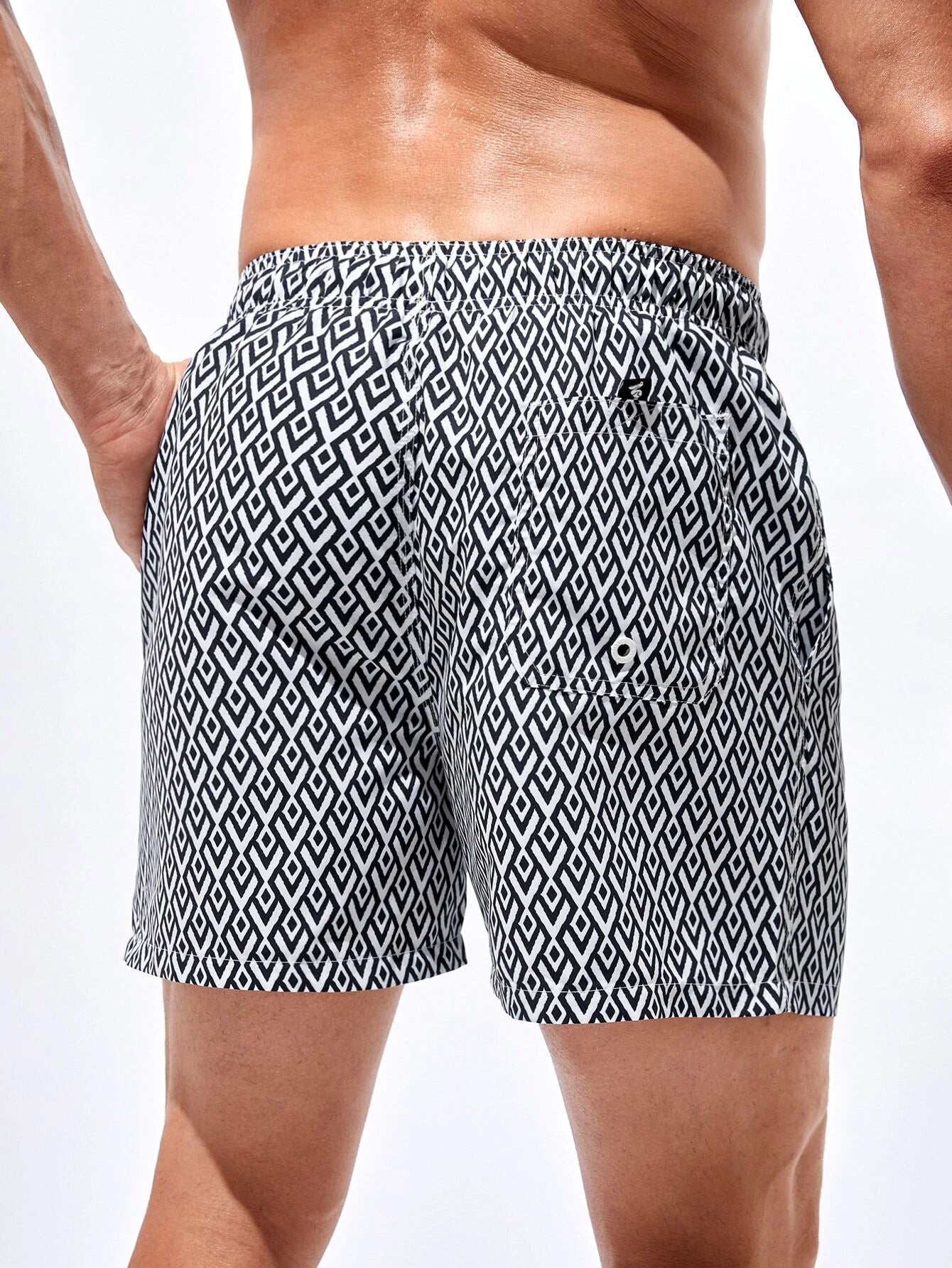 Geometric Patterned Swim Trunks-Waves And Trunks