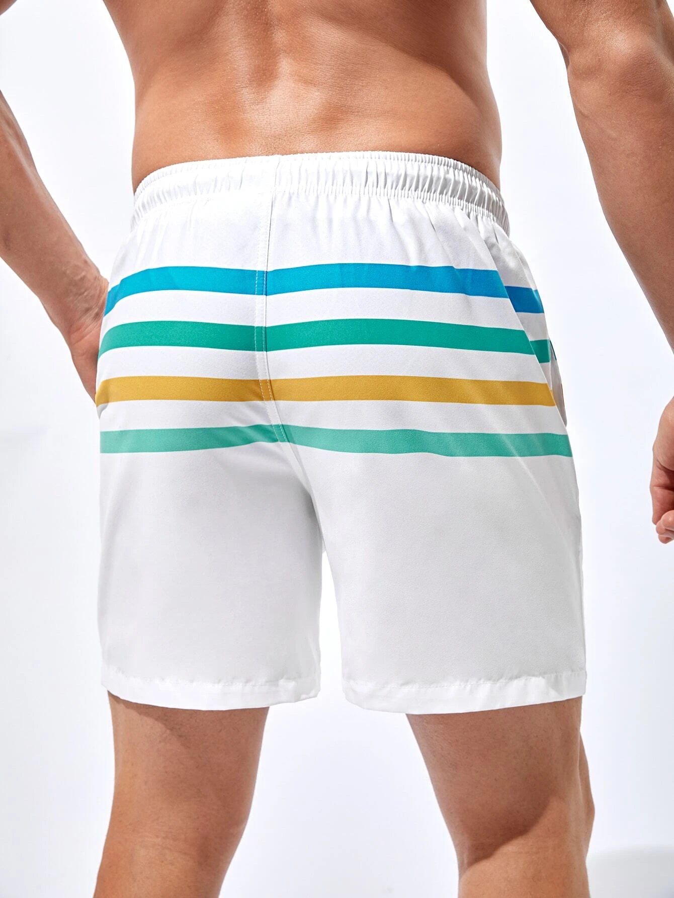Striped Drawstring Beach Shorts-Waves And Trunks