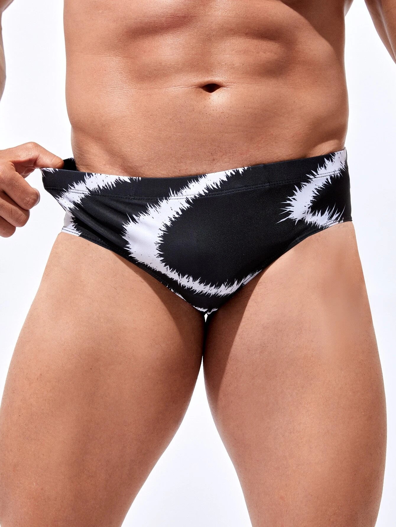Graphic Print Swim Brief-Waves And Trunks