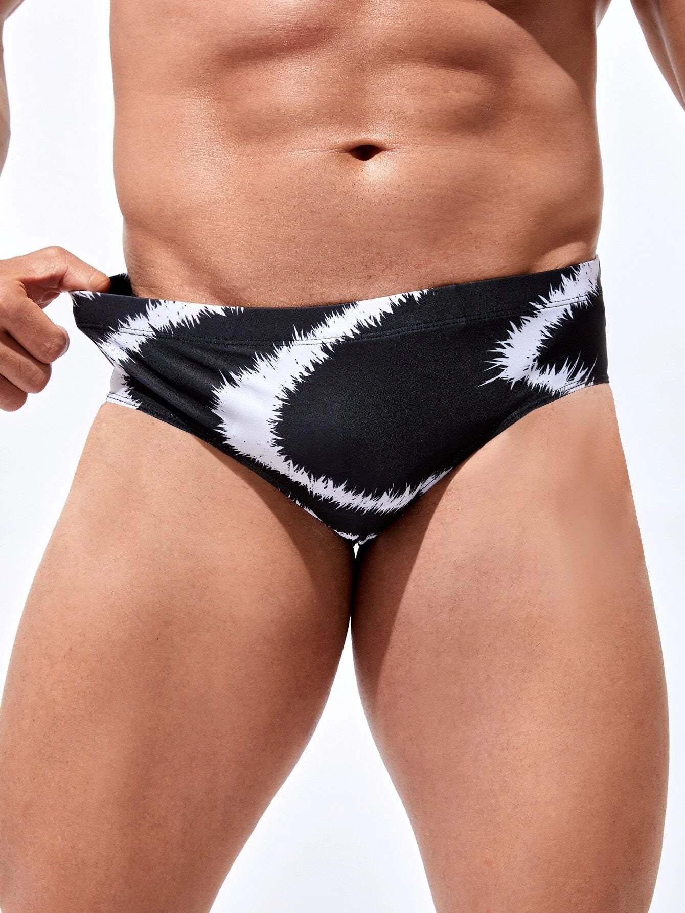 Graphic Print Swim Brief-Waves And Trunks