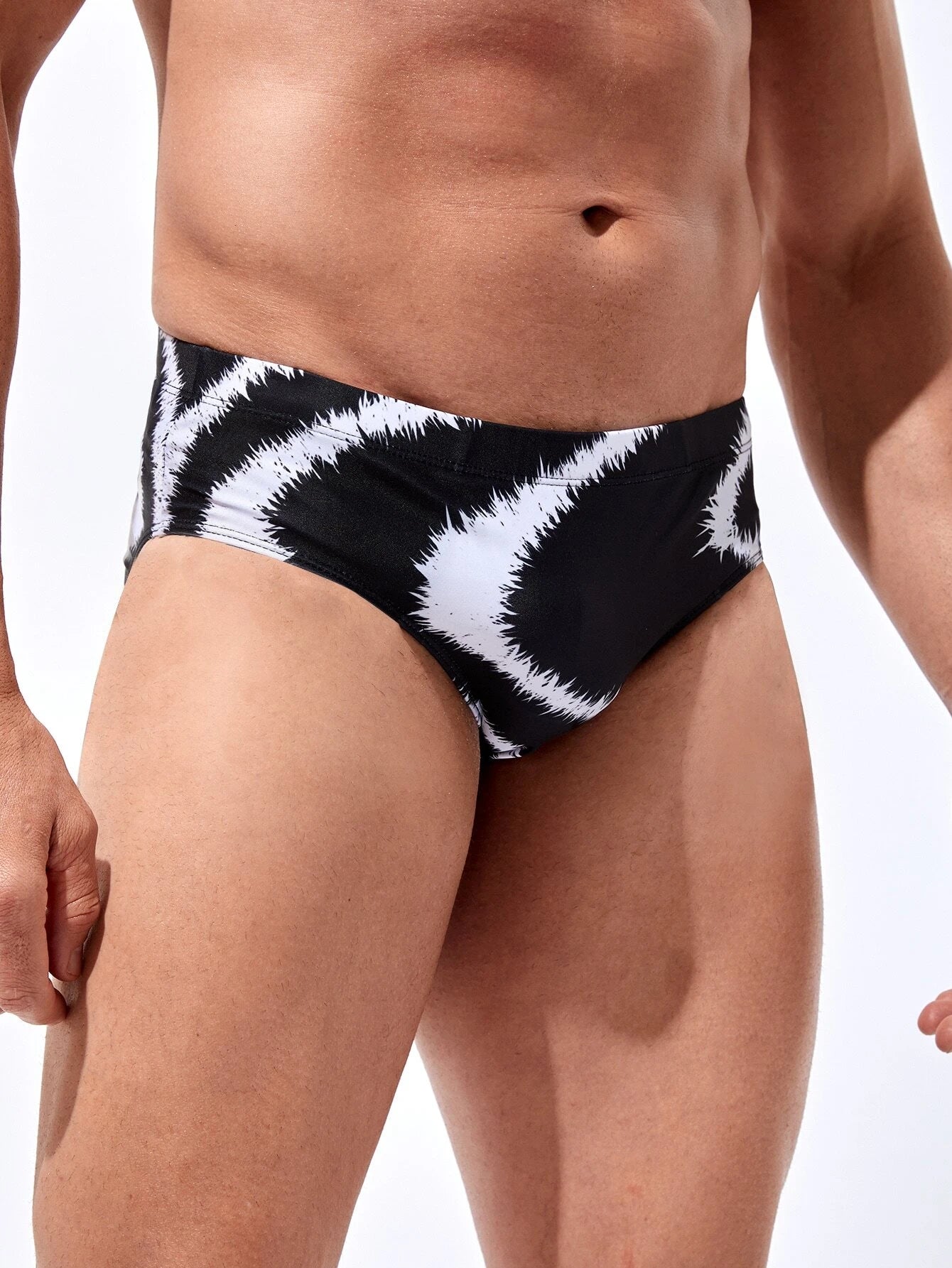 Graphic Print Swim Brief-Waves And Trunks