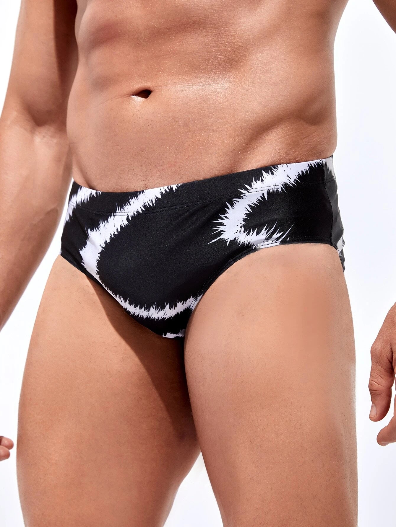 Graphic Print Swim Brief-Waves And Trunks