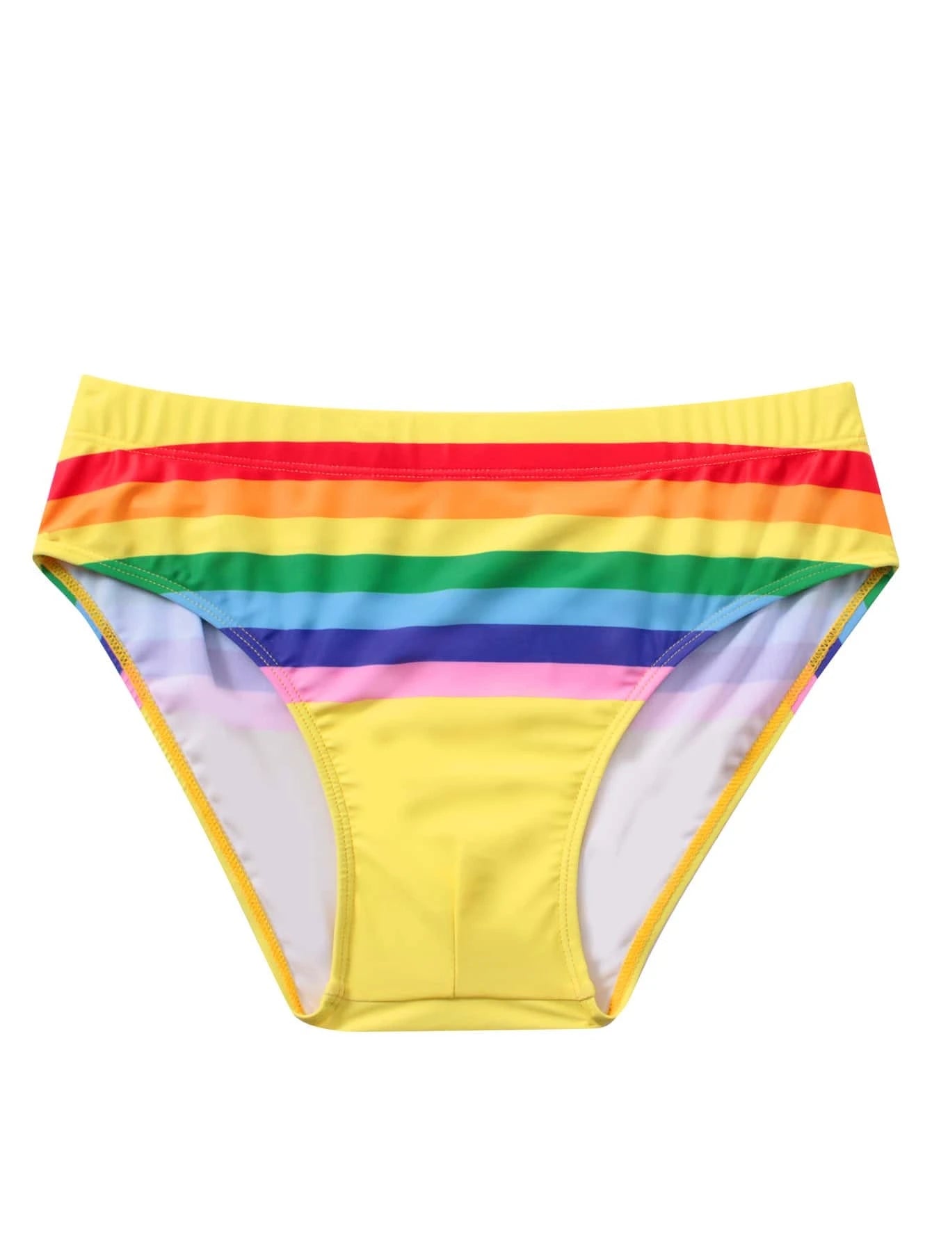 Rainbow Striped Print Swim Brief-Waves And Trunks